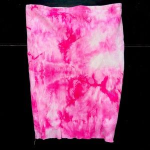 Pink & White Tie Dye Bodycon Skirt